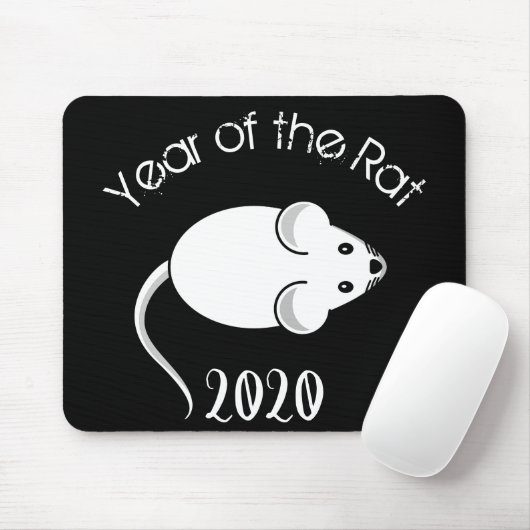 Jahr der Ratte 2020 Maus mit Text Mousepad (Mit Mouse)