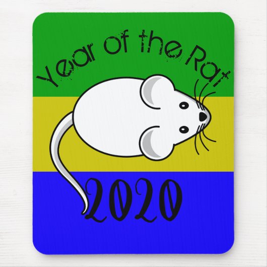 Jahr der Ratte 2020 Maus mit Text Mousepad (Vorne)