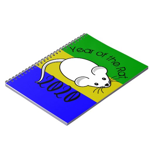 Jahr der Ratte 2020 Maus mit Text Notizblock (Linke Seite)