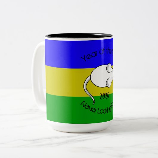 Jahr der Ratte 2020 Maus mit Text Zweifarbige Tasse (Vorderseite Links)
