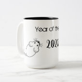 Jahr der Ratte 2020 Maus mit Text Zweifarbige Tasse (Vorderseite Links)