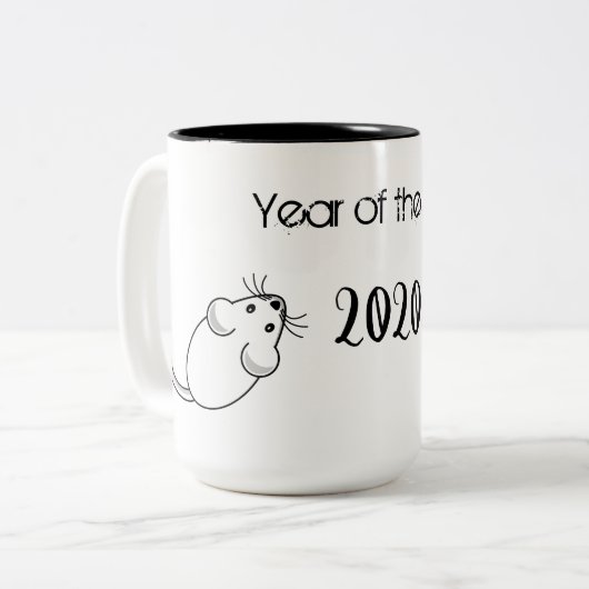 Jahr der Ratte 2020 Maus mit Text Zweifarbige Tasse (Vorderseite Links)