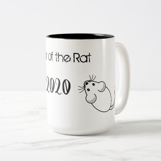 Jahr der Ratte 2020 Maus mit Text Zweifarbige Tasse (VorderseiteRechts)