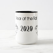 Jahr der Ratte 2020 Maus mit Text Zweifarbige Tasse (Mittel)