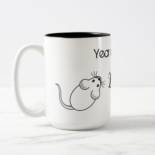 Jahr der Ratte 2020 Maus mit Text Zweifarbige Tasse (Links)
