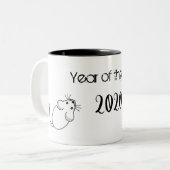 Jahr der Ratte 2020 Maus mit Text Zweifarbige Tasse (Vorderseite Links)
