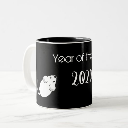 Jahr der Ratte 2020 Maus mit Text Zweifarbige Tasse (Vorderseite Links)