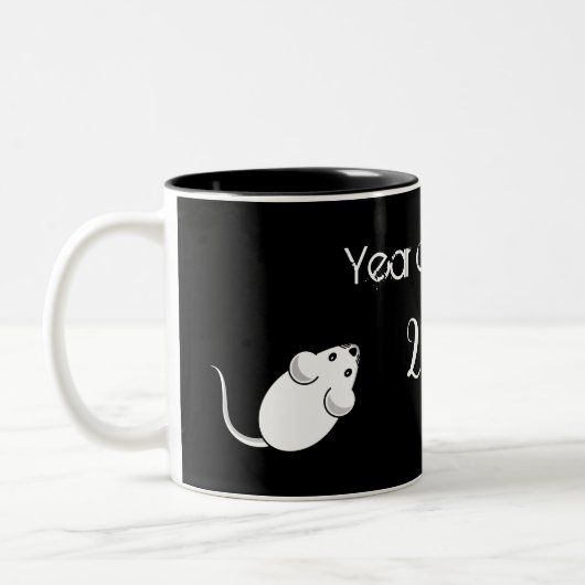 Jahr der Ratte 2020 Maus mit Text Zweifarbige Tasse (Links)