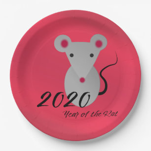 Jahr der Ratte 2020 Pappteller