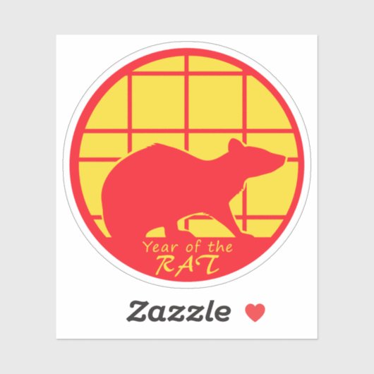 Jahr der Ratte Aufkleber (Blatt)