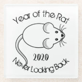 Jahr der Ratte Blickt nie zurück 2020 mit Maus Glasuntersetzer (Vorderseite)