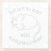 Jahr der Ratte Blickt nie zurück 2020 mit Maus Glasuntersetzer (Rückseite)