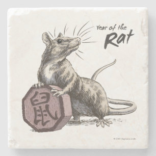 Jahr der Ratte Chinesisch Zodiac Tierart Steinuntersetzer