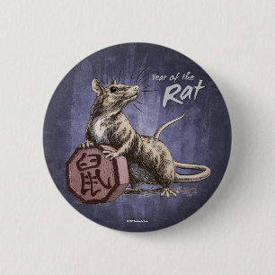 Jahr der Ratten-chinesischen Tierkreis-Kunst Button