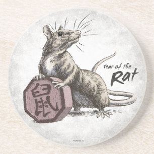 Jahr der Ratten-chinesischen Tierkreis-Kunst Getränkeuntersetzer