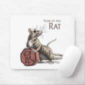 Jahr der Ratten-chinesischen Tierkreis-Kunst Mousepad (Mit Mouse)