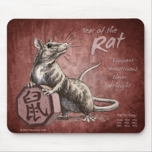 Jahr der Ratten-chinesischen Tierkreis-Kunst Mousepad
