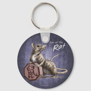 Jahr der Ratten-chinesischen Tierkreis-Kunst Schlüsselanhänger