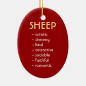 Jahr der Schaf-Goldsymbol-Merkmal-Rot-Verzierung Keramikornament (Hinten)