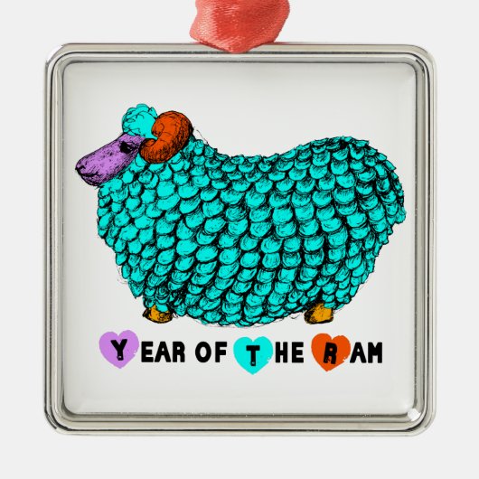 Jahr der Schafe oder Ziegen - Ornament Aus Metall (Vorne)