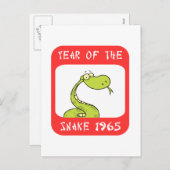 Jahr der Schlange 1965 Feiertagspostkarte (Vorne/Hinten)
