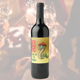 Jahr der Schlange 2025 Chinesisch Neujahr Holzschl Weinetikett