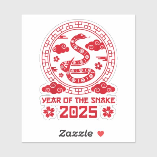 Jahr der Schlange 2025 Chinesisches Neujahr Aufkleber (Blatt)