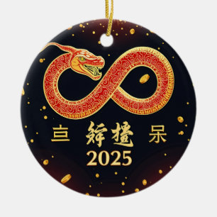 Jahr der Schlange 2025 Chinesisches Neujahr Keramik Ornament