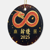Jahr der Schlange 2025 Chinesisches Neujahr Keramik Ornament (Links)