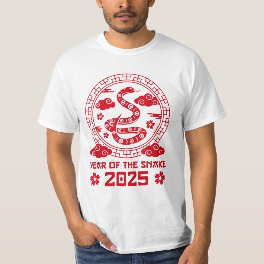 Jahr der Schlange 2025 Chinesisches Neujahr T-Shirt (Vorderseite)