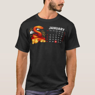 Jahr der Schlange 2025 Kalender Glücklich Chinesis T-Shirt