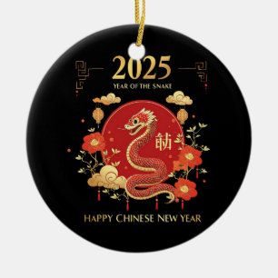 Jahr der Schlange 2025 Lunar Neujahr Chinesisches  Keramik Ornament