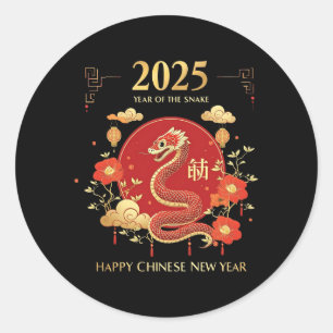 Jahr der Schlange 2025 Lunar Neujahr Chinesisches Runder Aufkleber
