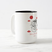 Jahr der Schlange 2025 mit chinesischer Wortschlan Zweifarbige Tasse (Vorderseite Links)