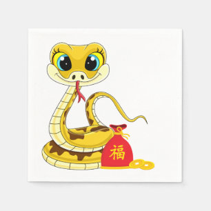 Jahr der Schlange Cartoon Roter Sack Napkins Serviette