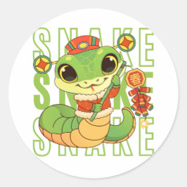 Jahr der Schlange Chinesisch Neujahr grüne Schlang Runder Aufkleber