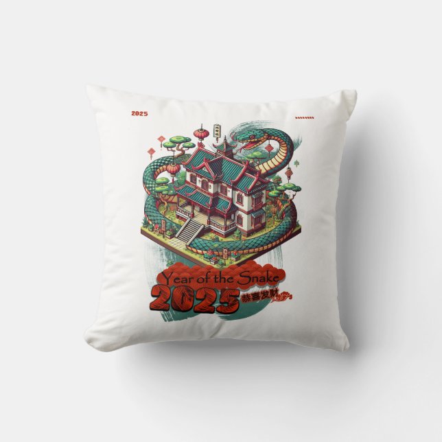 Jahr der Schlange: Chinesisches Neujahr 2025 #01 Kissen (Vorderseite)
