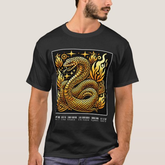 Jahr der Schlange: Chinesisches Symbol 2025 - Gold T-Shirt (Vorderseite)