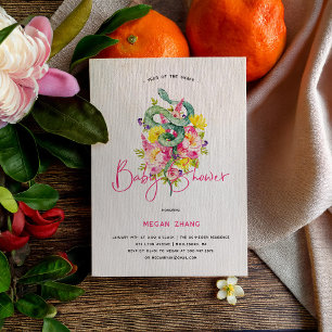 Jahr der Schlange Floral   Babyparty-Einladung Einladung