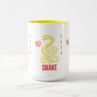 Jahr der Schlange Gold 2025 Tasse