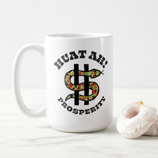 Jahr der Schlange "Huat Ah!" Kaffeetasse (Mit Donut)