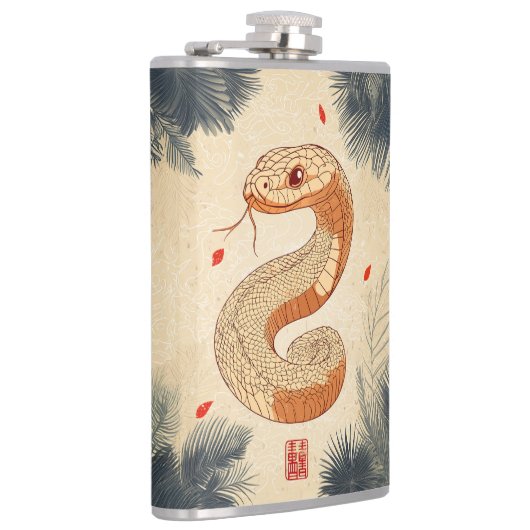 Jahr der Schlange Majestic Cobra Doppeltes Glück Flachmann (Rechts)