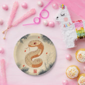 Jahr der Schlange Majestic Cobra Doppeltes Glück Pappteller (Party)