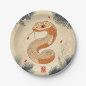 Jahr der Schlange Majestic Cobra Doppeltes Glück Pappteller (Vorderseite)