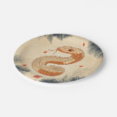 Jahr der Schlange Majestic Cobra Doppeltes Glück Pappteller (Schrägansicht)