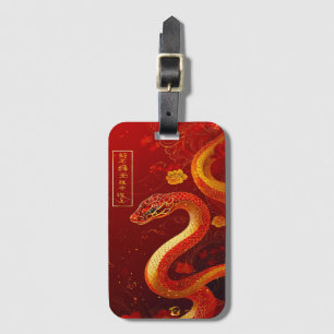 Jahr der Schlange Rot & Gold Gepäckanhänger