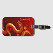 Jahr der Schlange Rot & Gold Gepäckanhänger (Vorderseite (Horizontal))