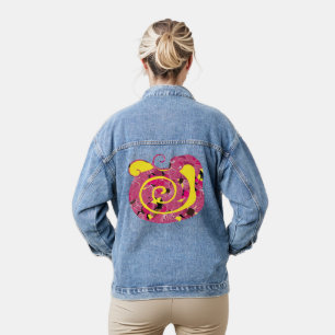 Jahr der Schlange, Schlange aus roter Blume Jeansjacke