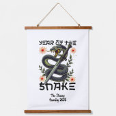 Jahr der Schlange Zodiac Chinesisches Neujahr Wandteppich Mit Holzrahmen (Vorderseite)