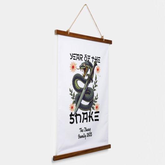 Jahr der Schlange Zodiac Chinesisches Neujahr Wandteppich Mit Holzrahmen (Gewinkelt)
